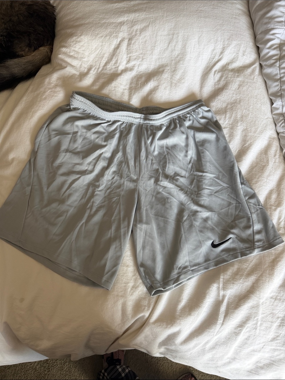 Nike Men’s Light Gray Athletic Shorts with Black Swoosh brand new w/notags